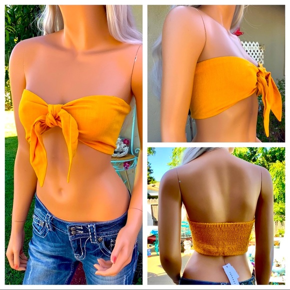 NWT TOPSHOP Sunny Bandeau Sash Tie Tube Crop Top - Picture 5 of 16